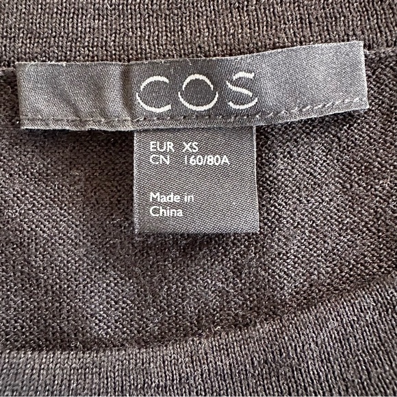 COS Black Long Sleeve mixed media front pocket mini dress size XS - Picture 6 of 7